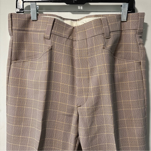Vintage Levi's Panatela Trouser Creased Pants Tan  Plaid Retro Size 33 34 X 31 - Picture 2 of 9